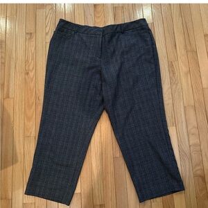 Avenue Women Gray Blue Plaid Straight Leg Pockets Trousers Dress Pant 20 P